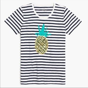 JCrew Blue White Stripe T-shirt with Pineapple